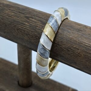 00's Enamel Clamper Bracelet Gold Tone Statement Costume Fashion Jewelry Multi